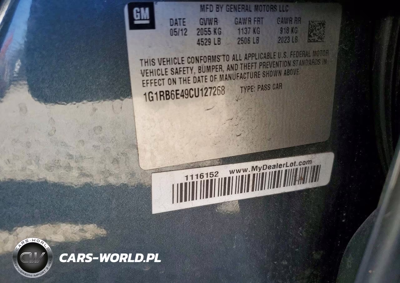 2012 Chevrolet Volt VIN:1G1RB6E49CU127268 - 12