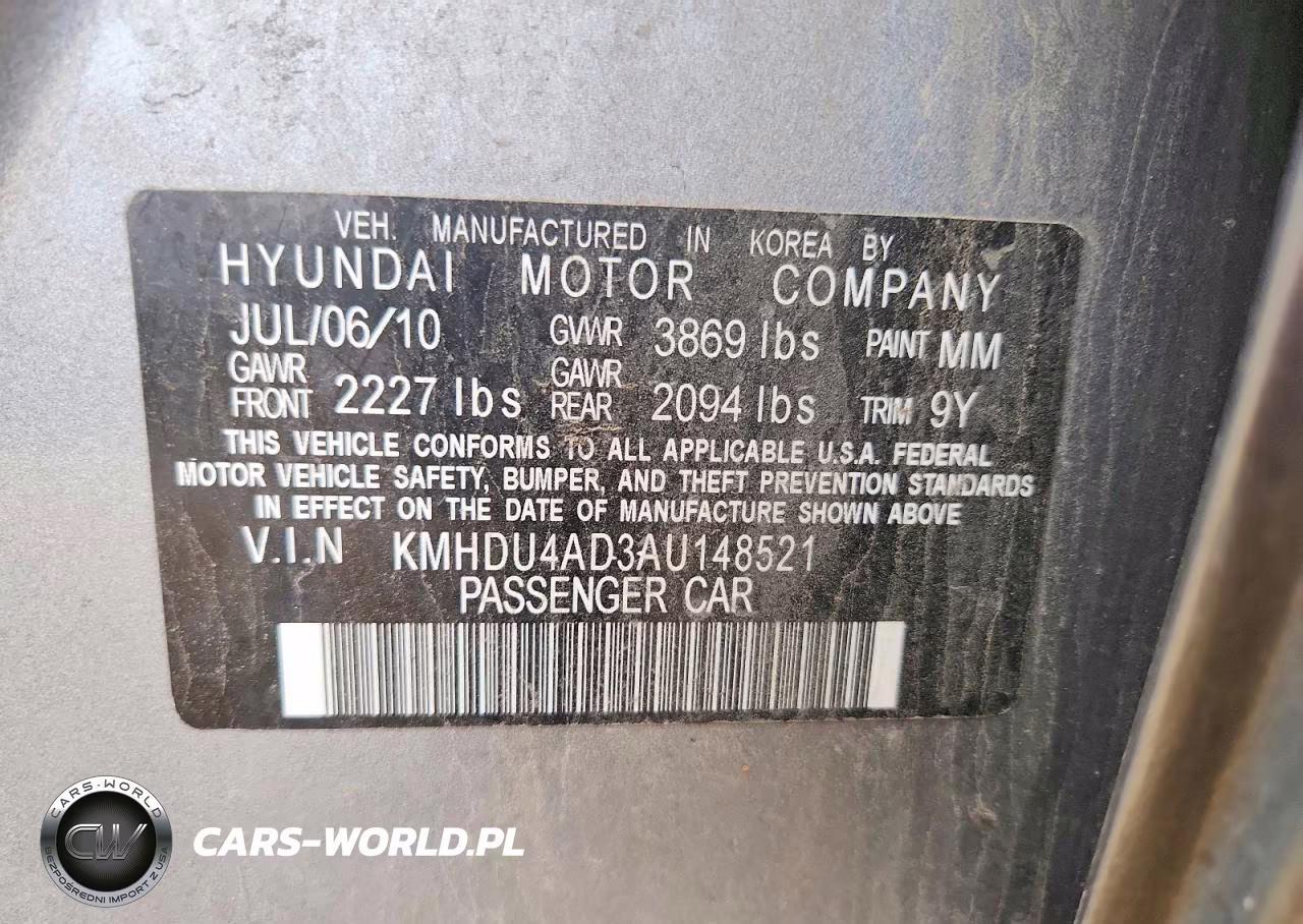 2010 Hyundai Elantra Gls VIN:KMHDU4AD3AU148521 - 12