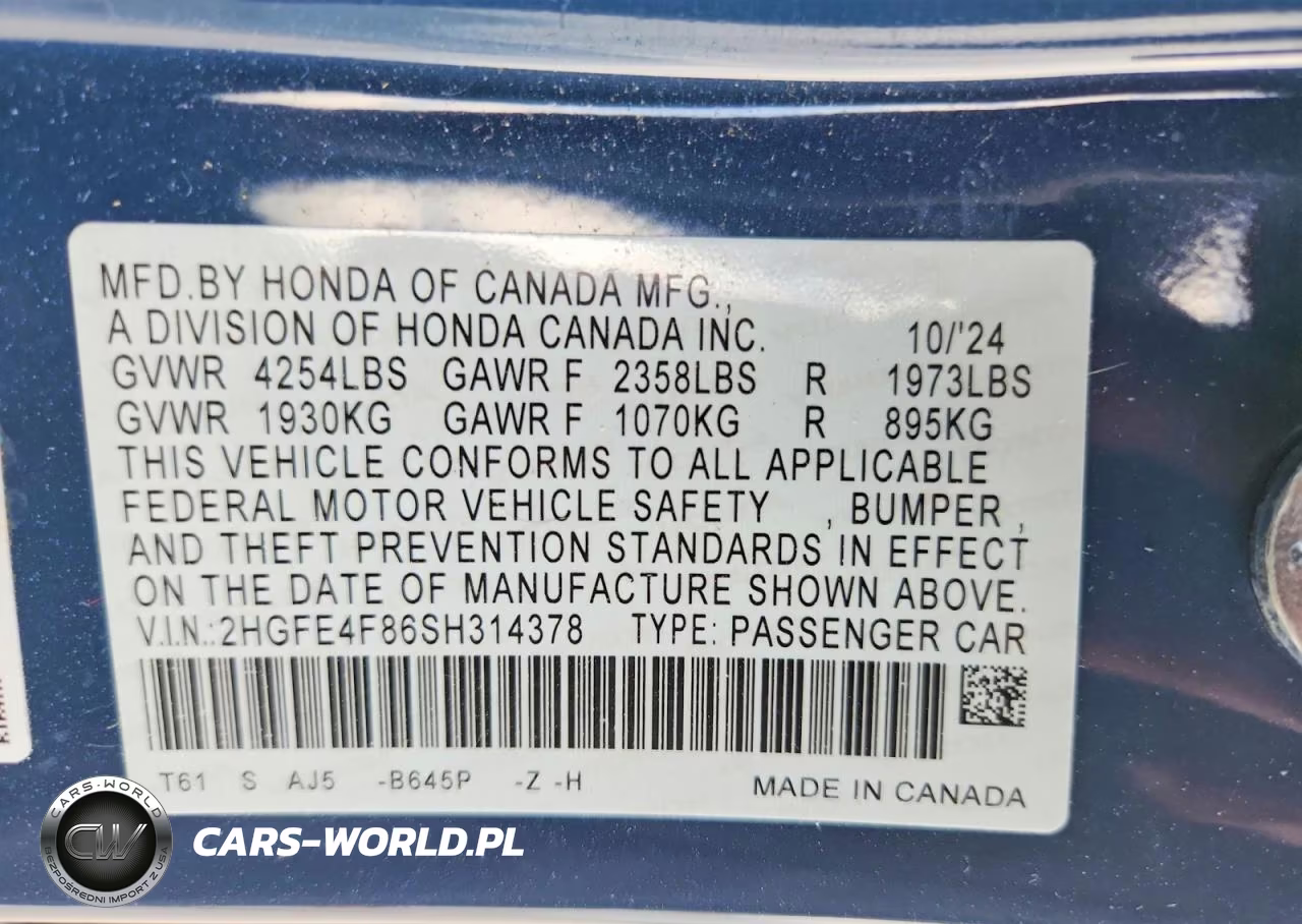2025 Honda Civic Sport VIN:2HGFE4F86SH314378 - 12