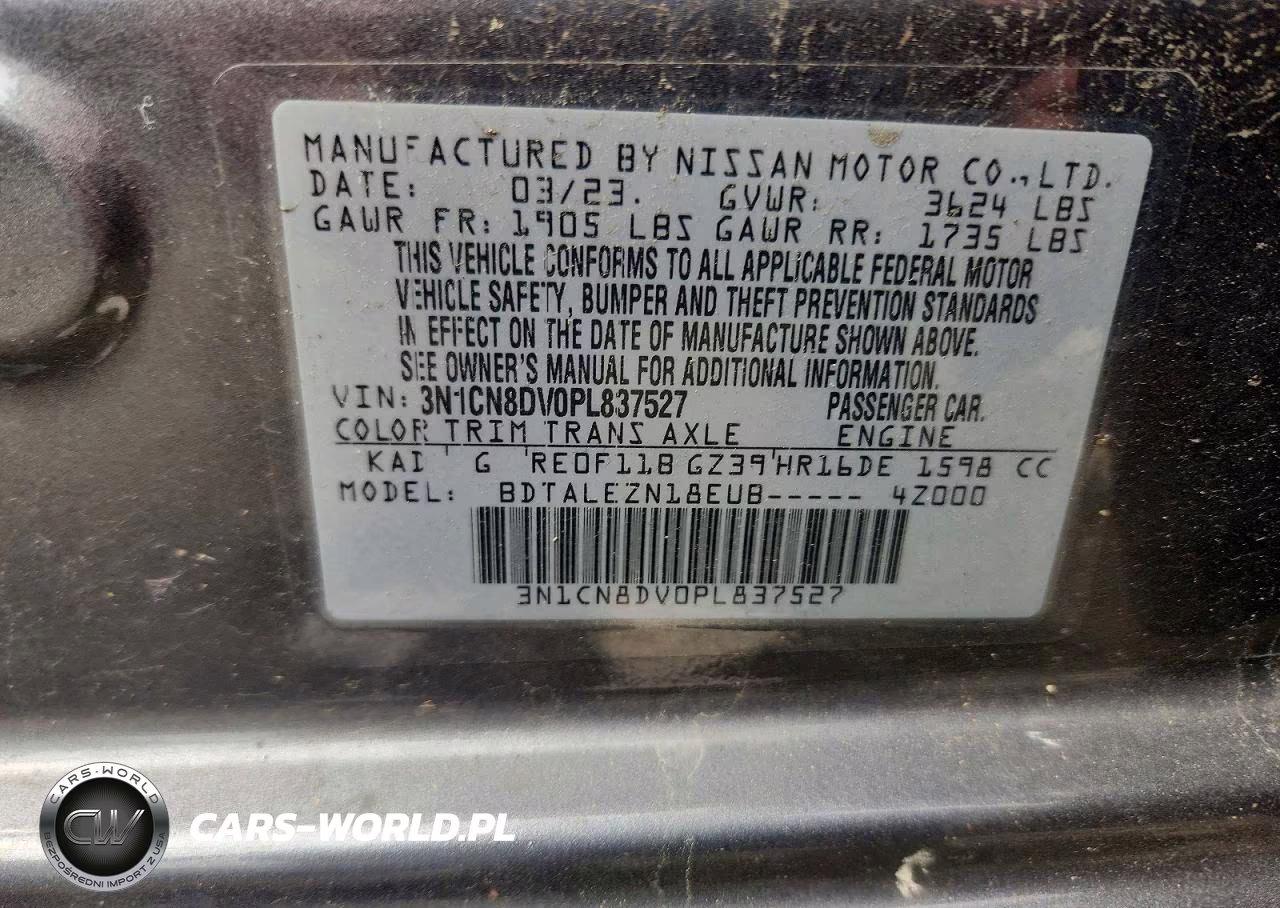 2023 Nissan Versa S VIN:3N1CN8DV0PL837527 - 12