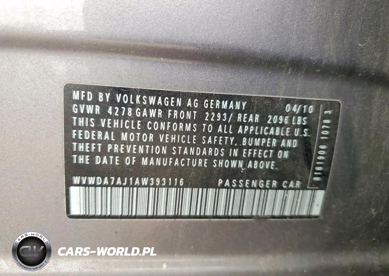 2010 Volkswagen Golf VIN:WVWDA7AJ1AW393116 - 12