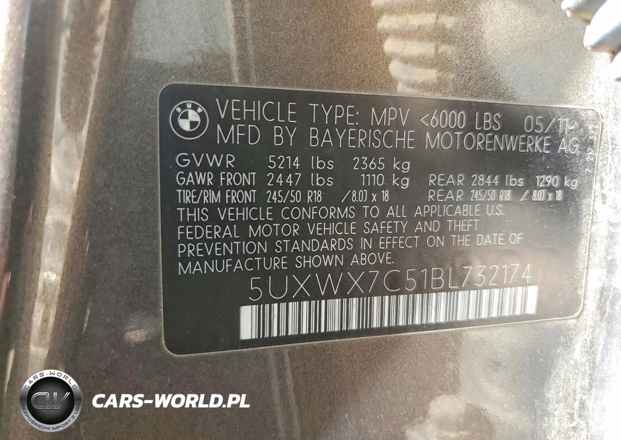 2011 BMW X3 xDrive35I VIN:5UXWX7C51BL732174 - 13
