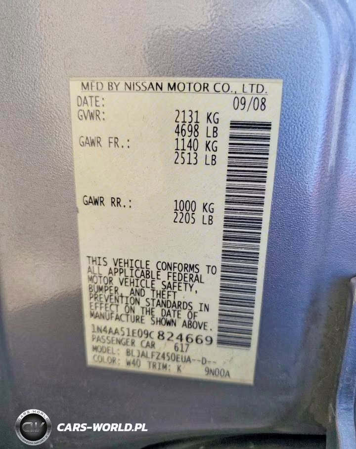 2009 Nissan Maxima 3.5 S VIN:1N4AA51E09C824669 - 12