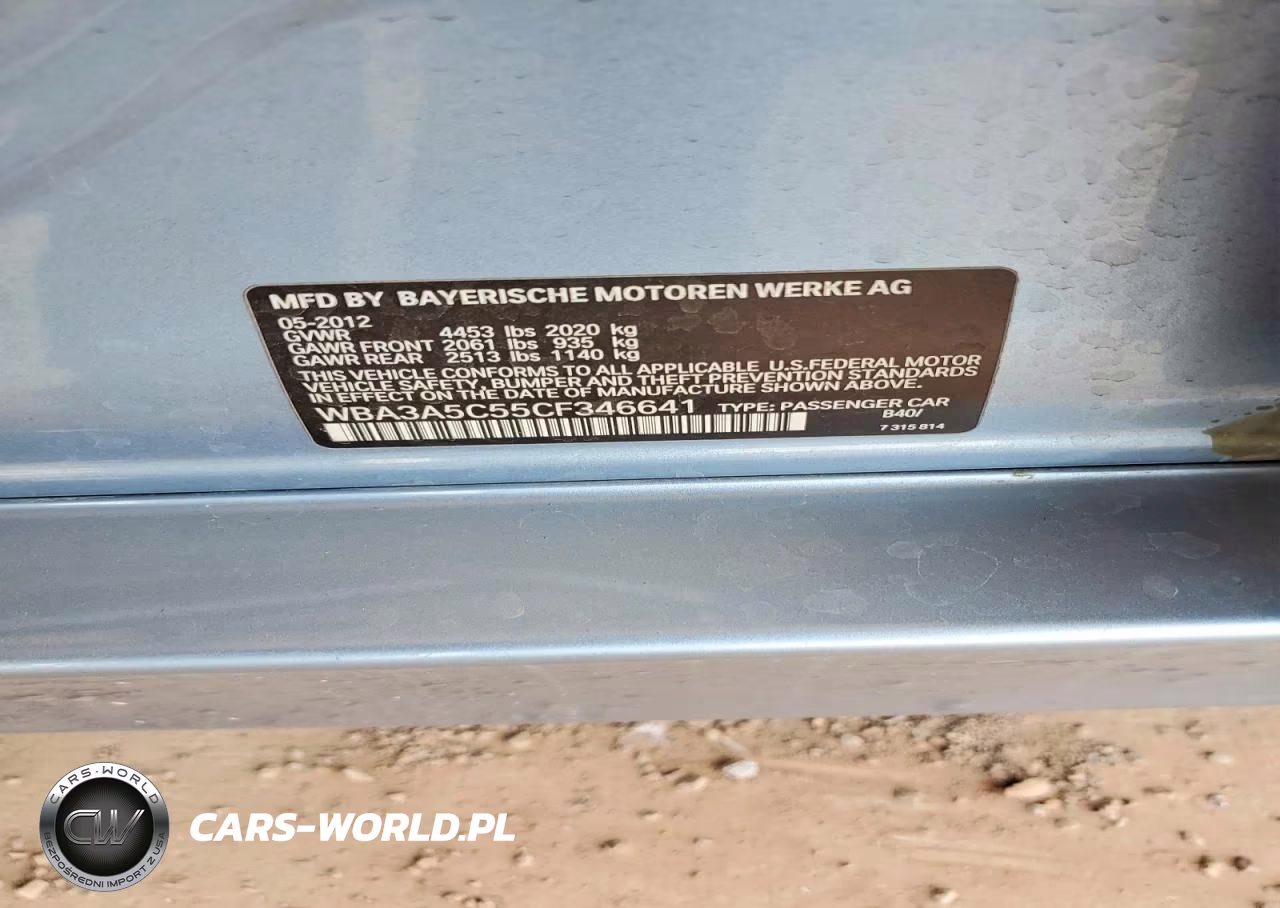 2012 BMW 328 I VIN:WBA3A5C55CF346641 - 13
