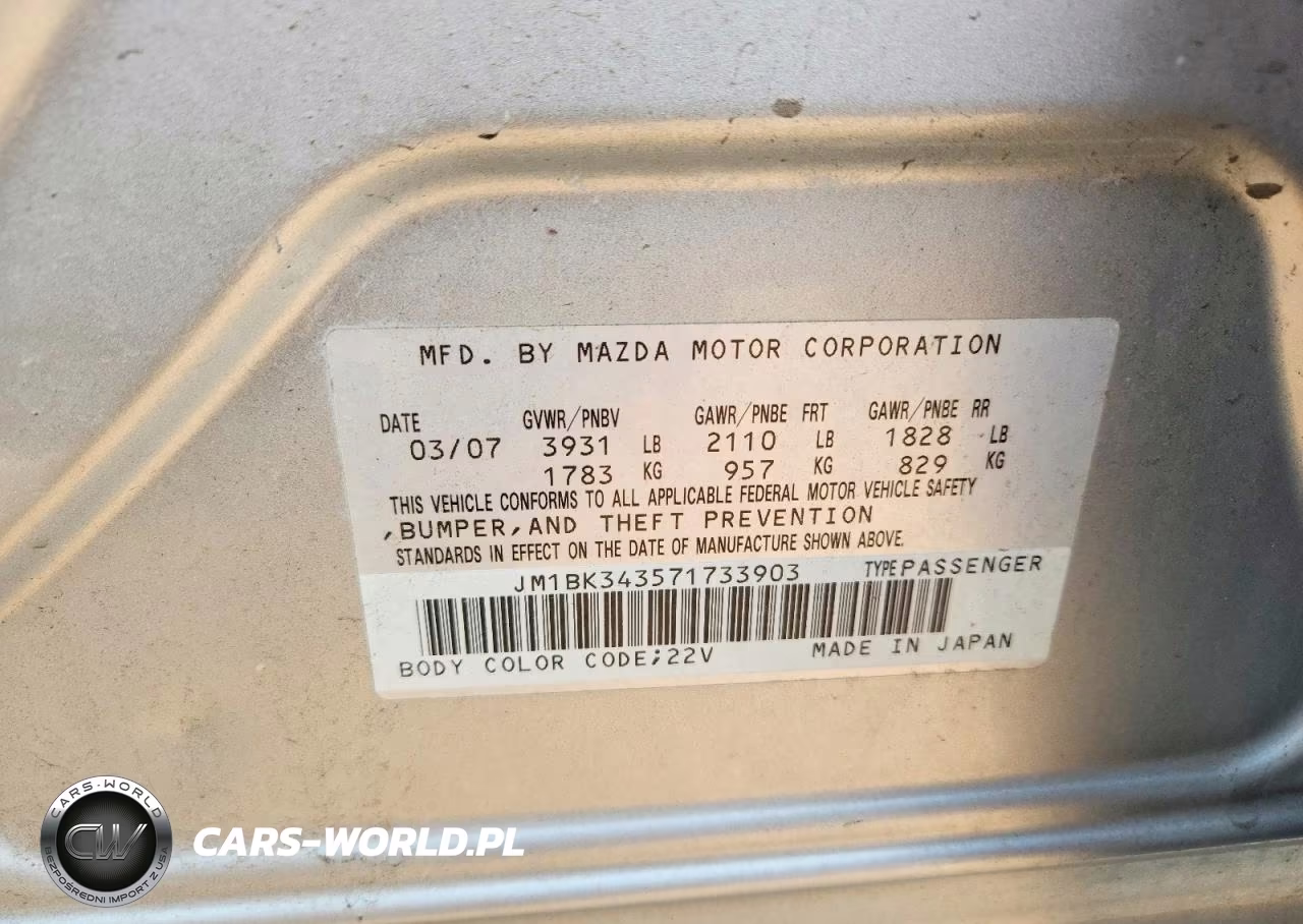 2007 Mazda 3 Hatchback VIN:JM1BK343571733903 - 12