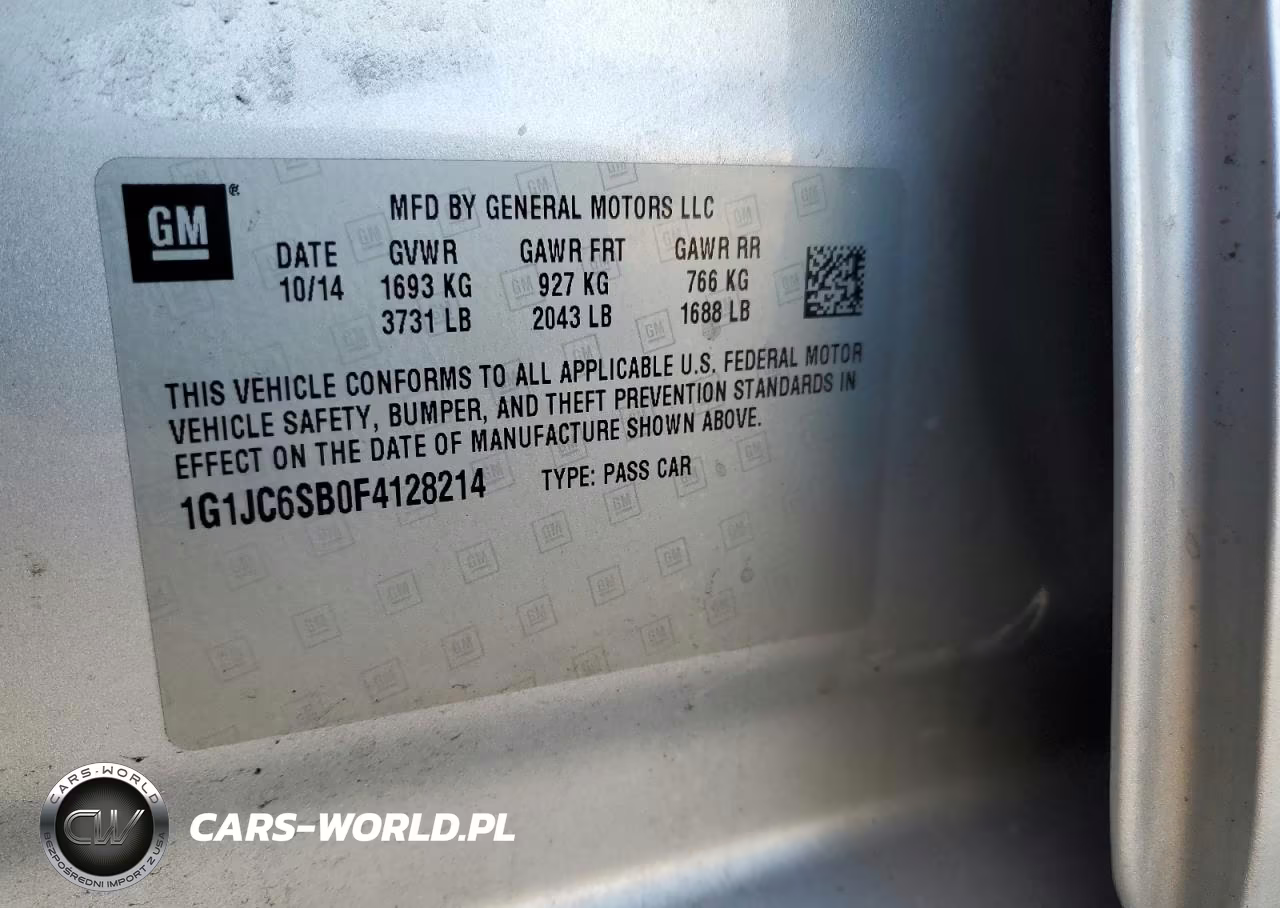 2015 Chevrolet Sonic Lt VIN:1G1JC6SB0F4128214 - 12