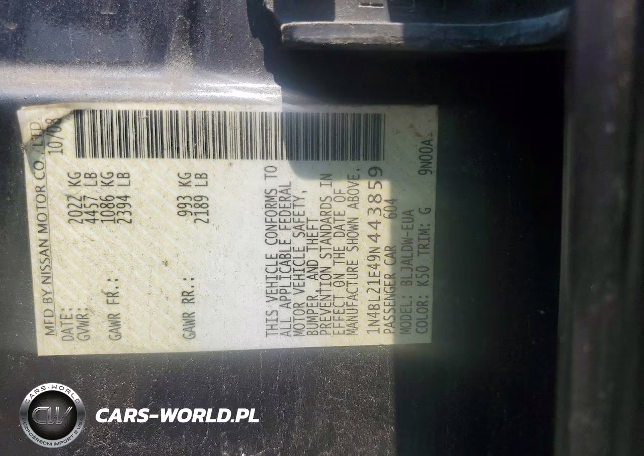 2009 Nissan Altima 3.5 Se VIN:1N4BL21E49N443859 - 12