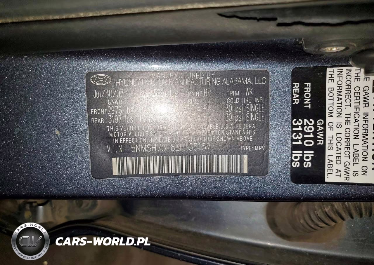 2008 Hyundai Santa Fe Se VIN:5NMSH73E88H135157 - 13