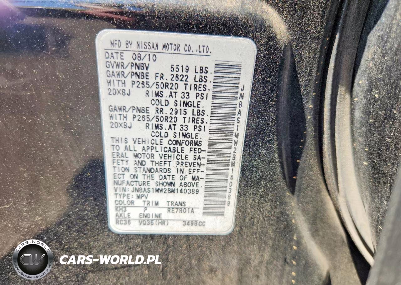 2011 Infiniti Fx35 Base VIN:JN8AS1MW2BM140389 - 13