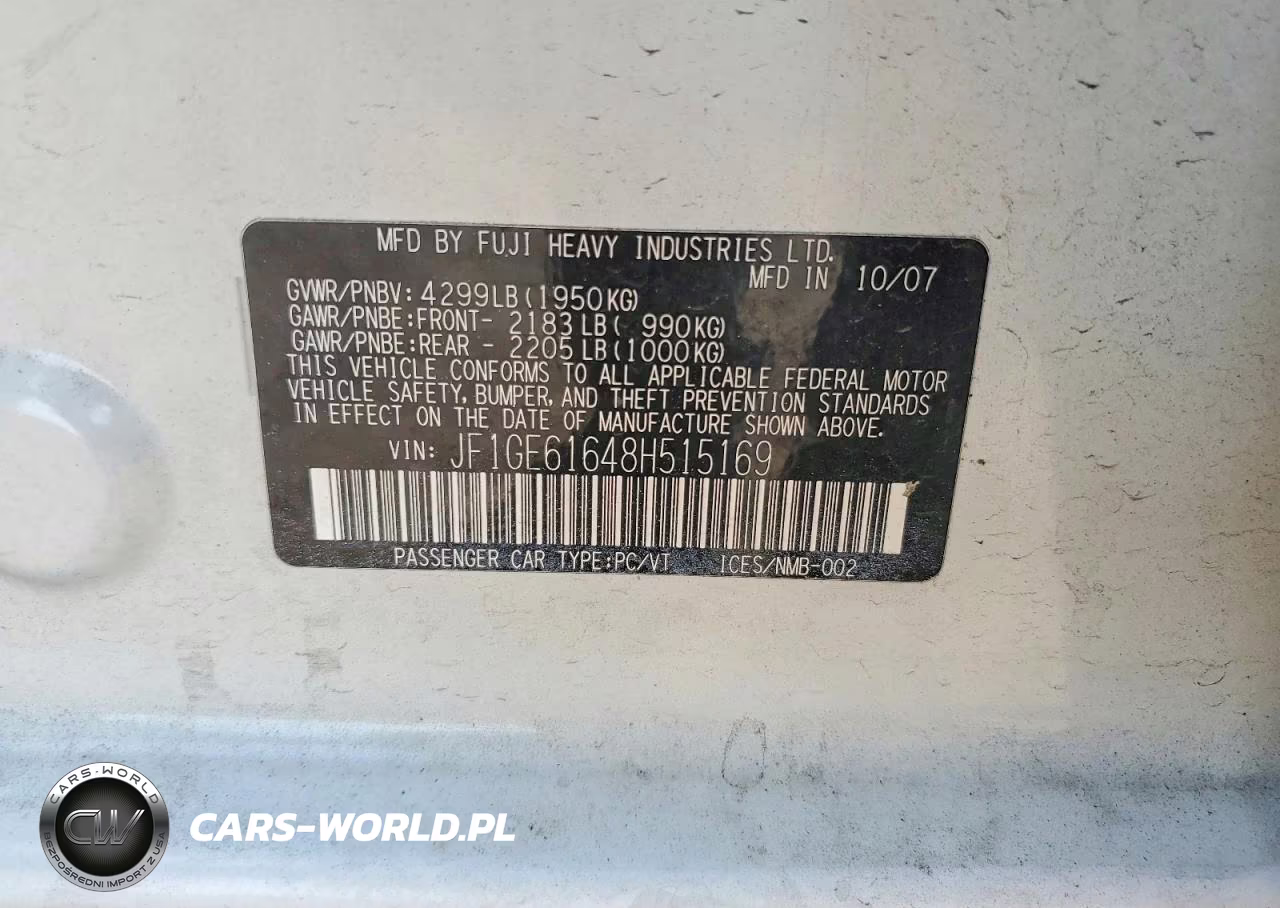 2008 Subaru Impreza 2.5I VIN:JF1GE61648H515169 - 12