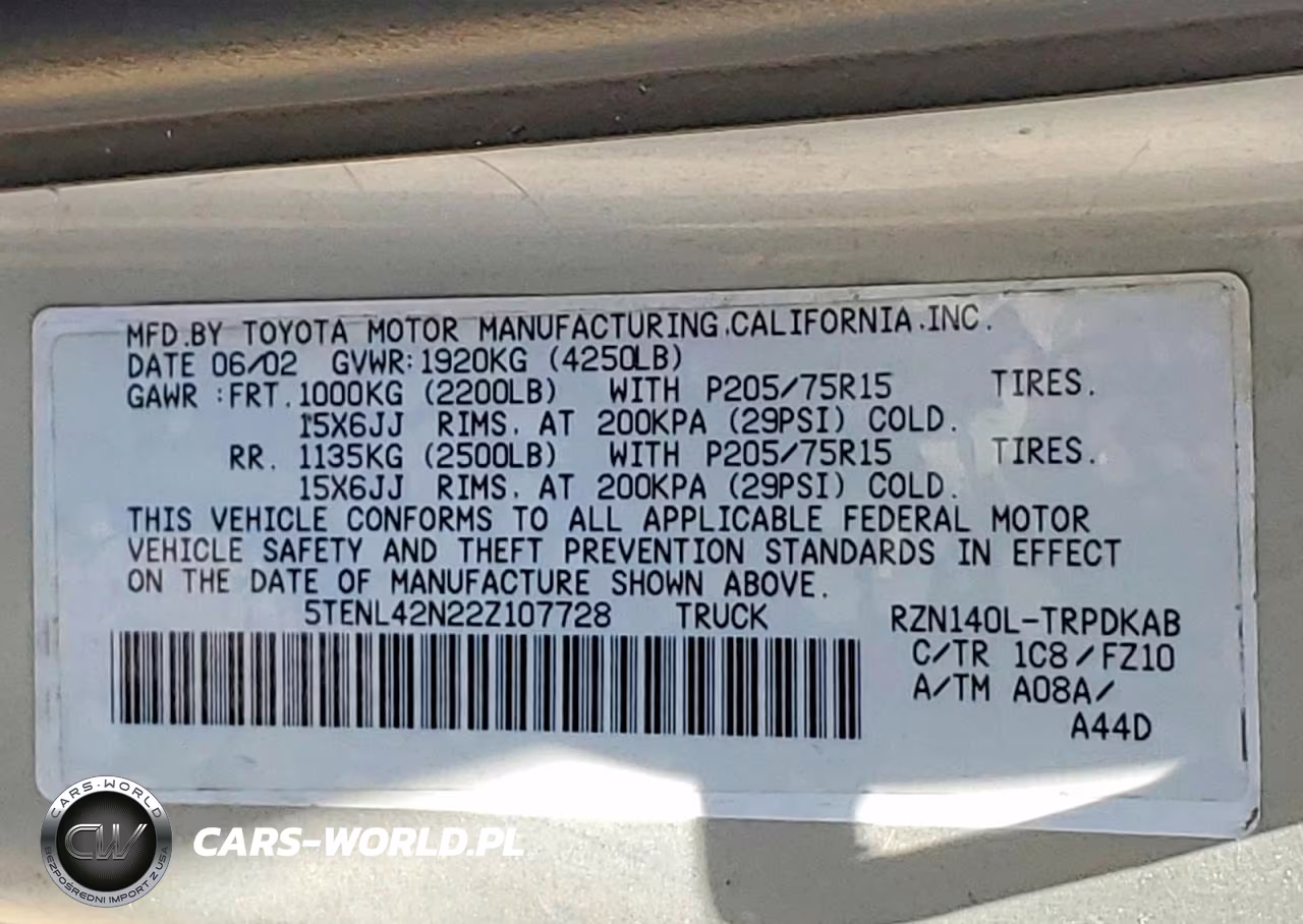 2002 Toyota Tacoma Base VIN:5TENL42N22Z107728 - 12