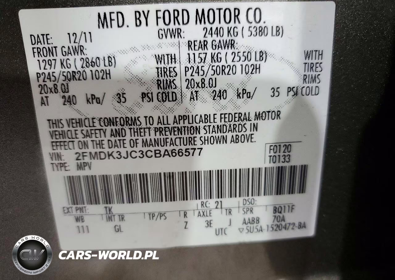 2012 Ford Edge Sel VIN:2FMDK3JC3CBA66577 - 13