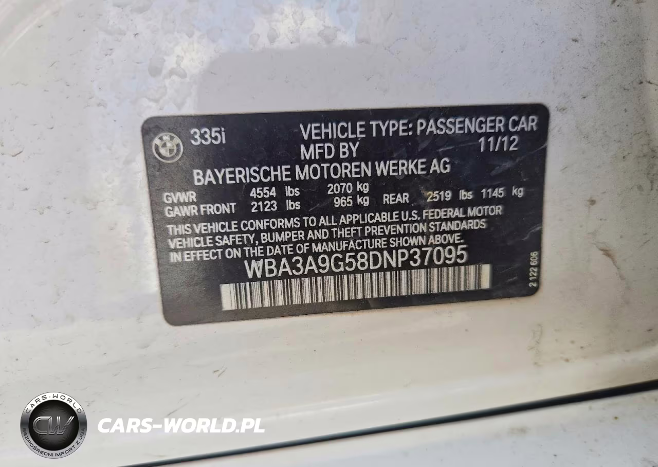 2013 BMW 335 I VIN:WBA3A9G58DNP37095 - 12