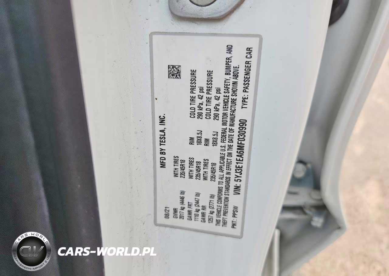 2021 Tesla Model 3 VIN:5YJ3E1EA6MF030990 - 12