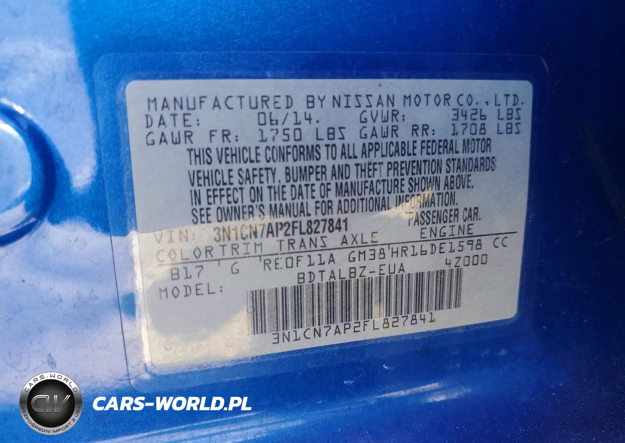 2015 Nissan Versa 1.6 Sv VIN:3N1CN7AP2FL827841 - 13