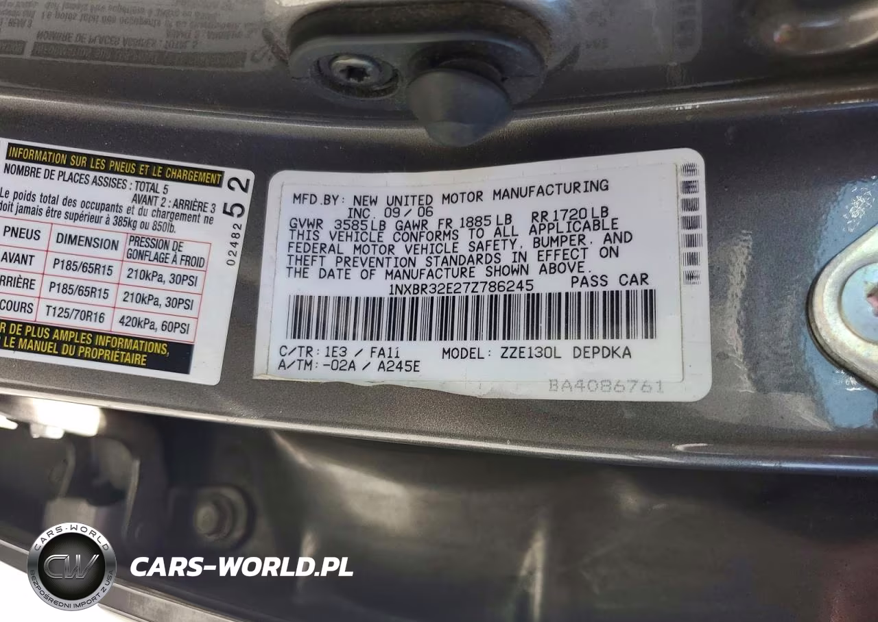 2007 Toyota Corolla Ce VIN:1NXBR32E27Z786245 - 12