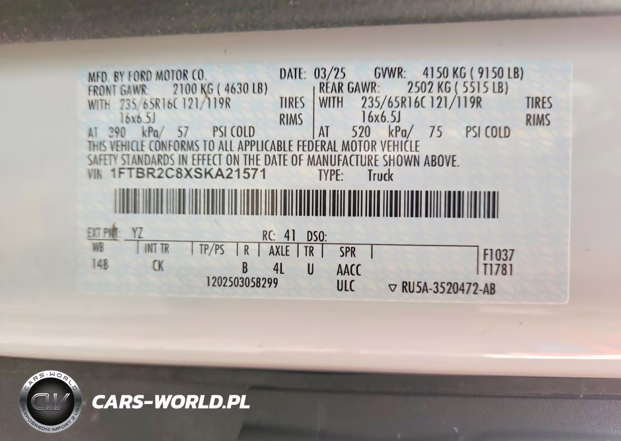 2025 Ford Transit 250 Delivery Van VIN:1FTBR2C8XSKA21571 - 14