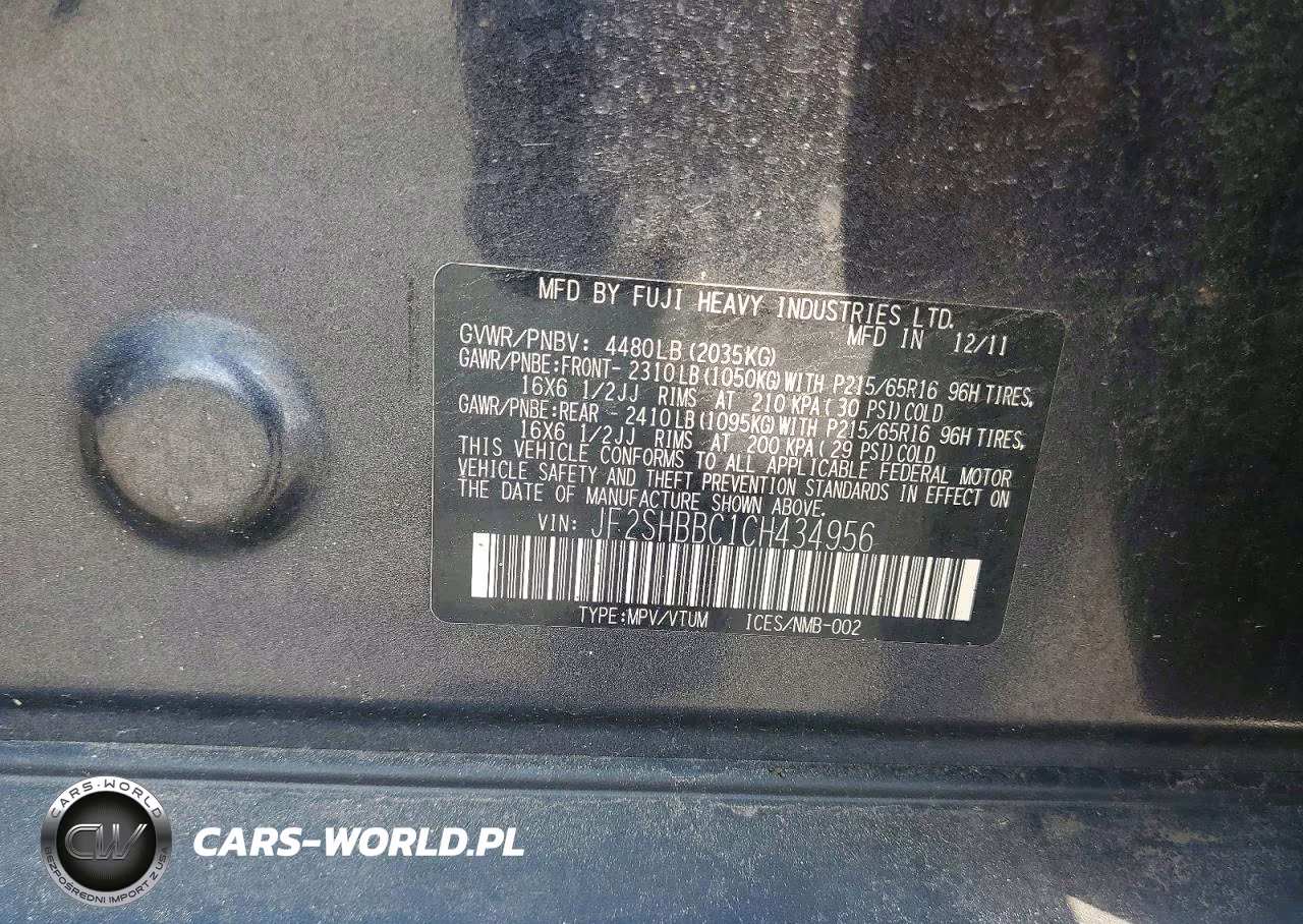2012 Subaru Forester 2.5X VIN:JF2SHBBC1CH434956 - 13