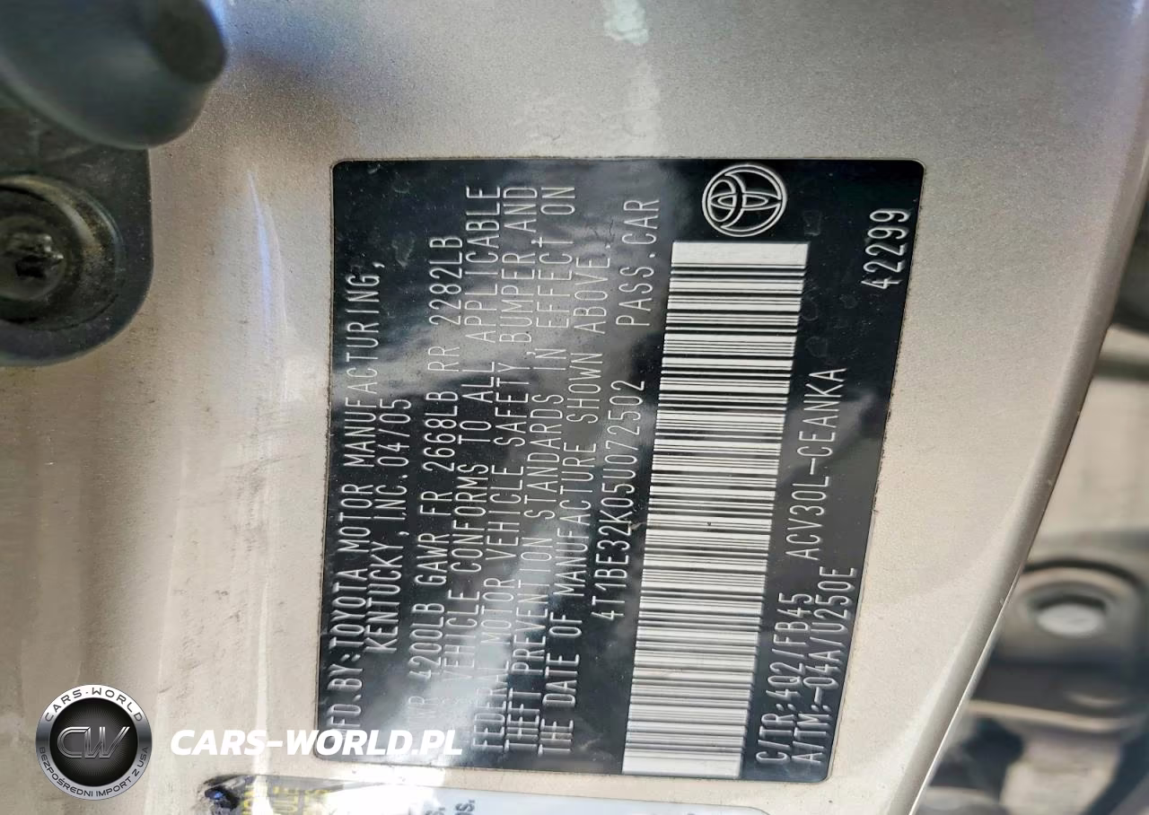 2005 Toyota Camry Le VIN:4T1BE32K05U072502 - 12