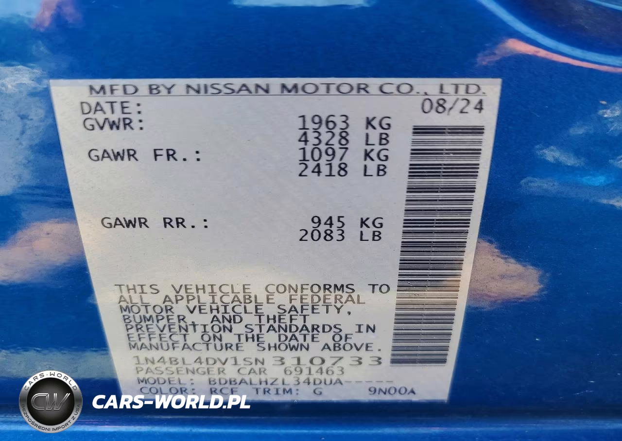 2025 Nissan Altima Sv VIN:1N4BL4DV1SN310733 - 12