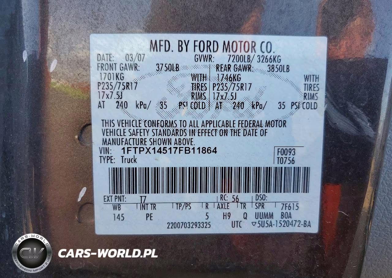 2007 Ford F150 VIN:1FTPX14517FB11864 - 12