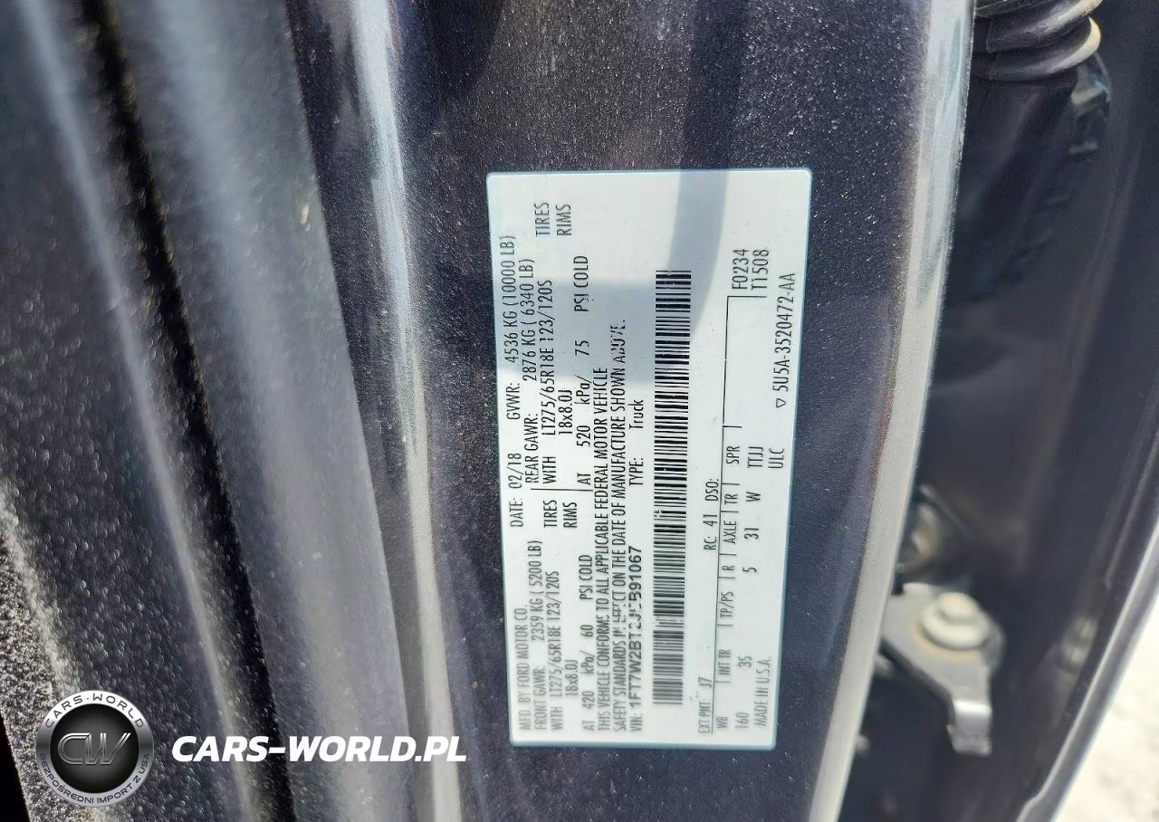 2018 Ford F250 Super Duty VIN:1FT7W2BT2JEB91067 - 12
