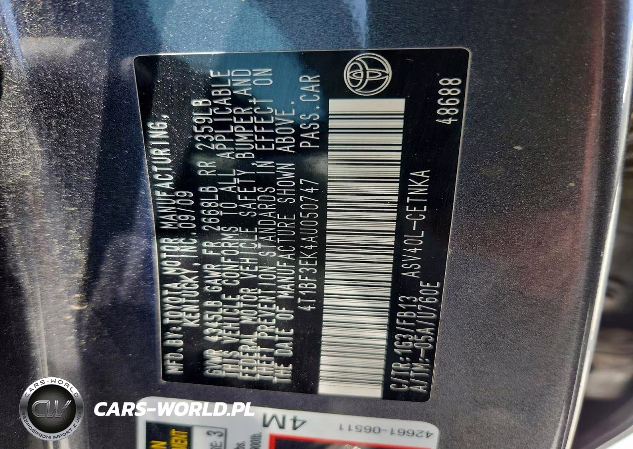 2010 Toyota Camry Le VIN:4T1BF3EK4AU050747 - 12