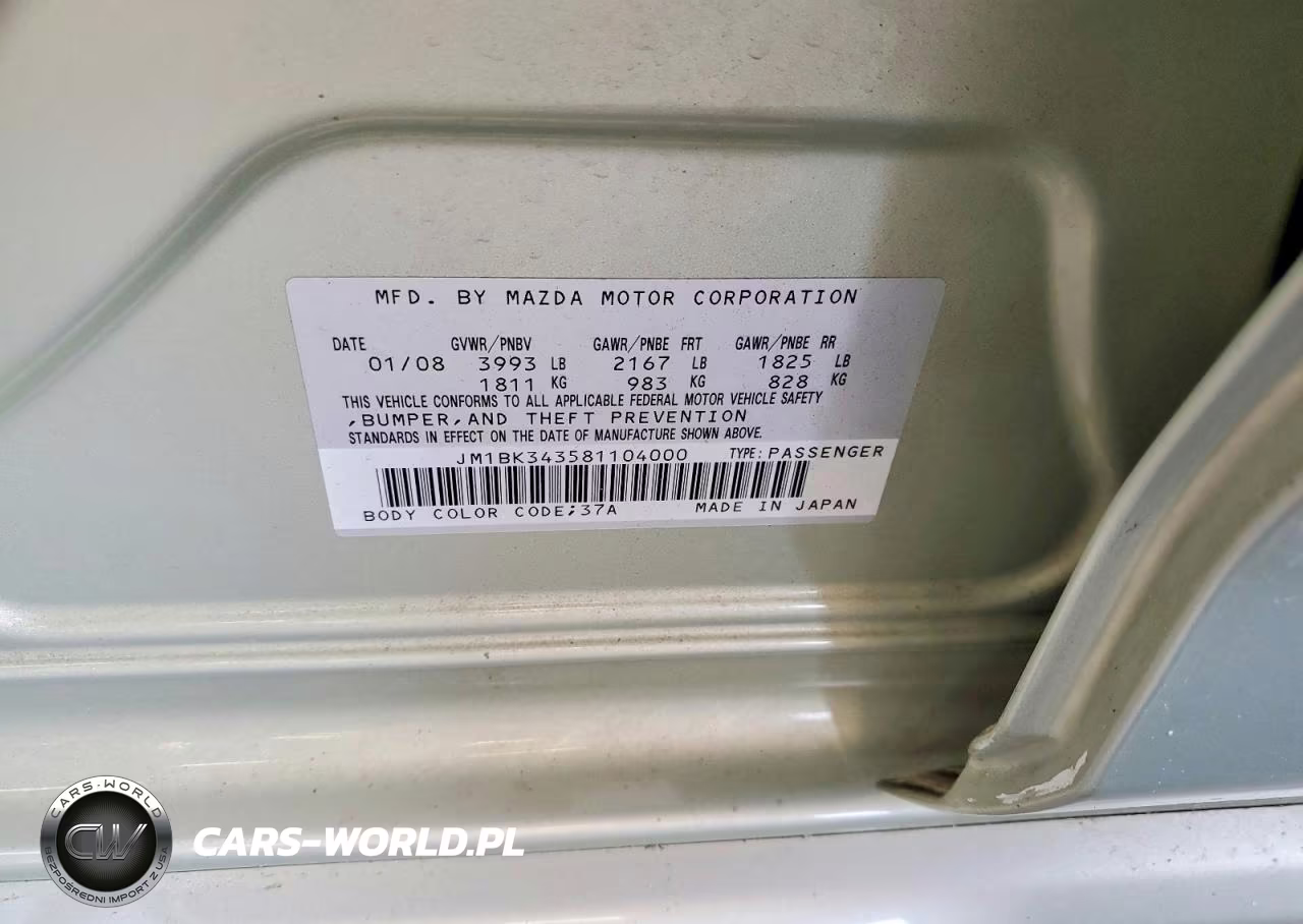2008 Mazda 3 Hatchback VIN:JM1BK343581104000 - 12