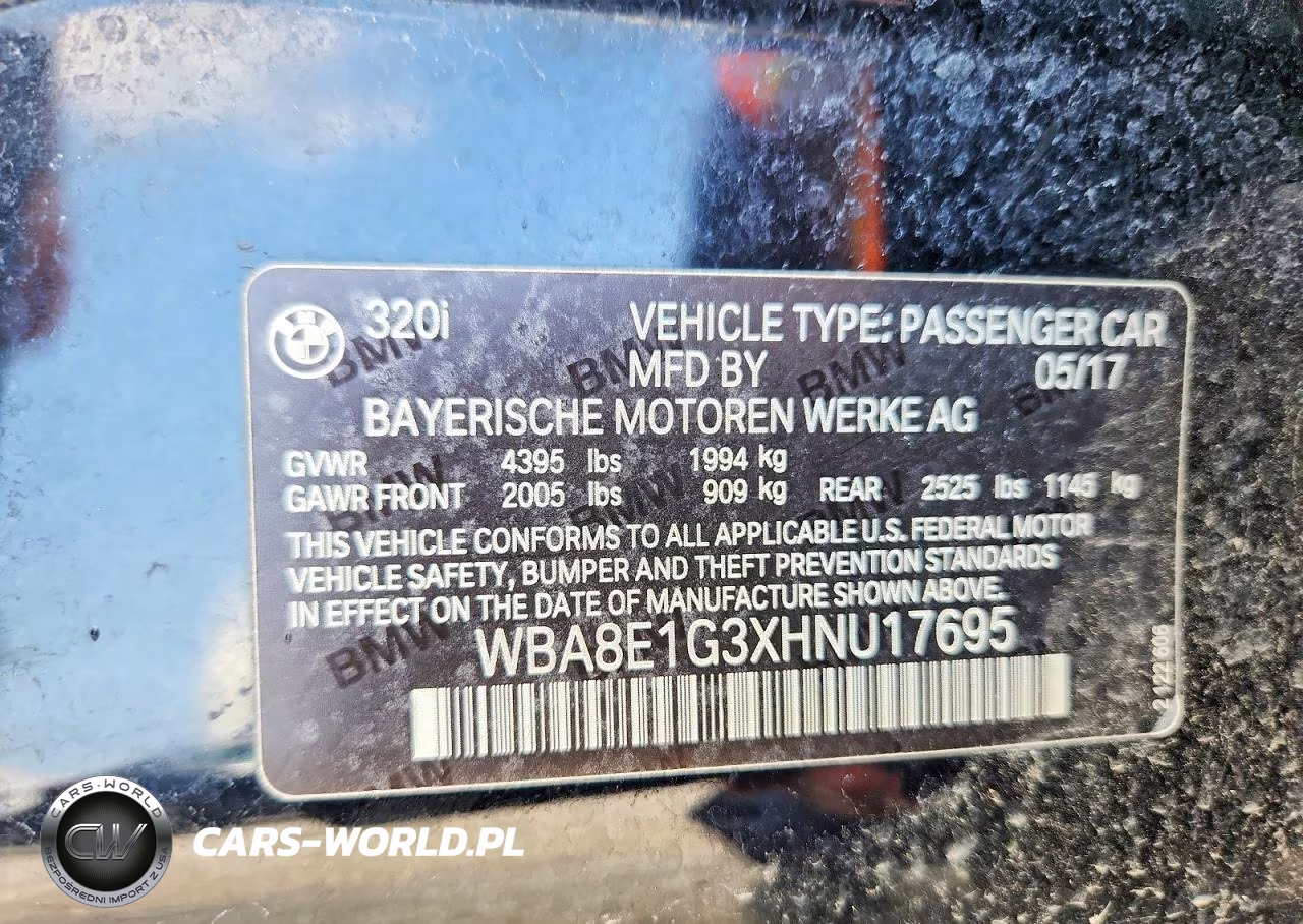 2017 BMW 320 I VIN:WBA8E1G3XHNU17695 - 12
