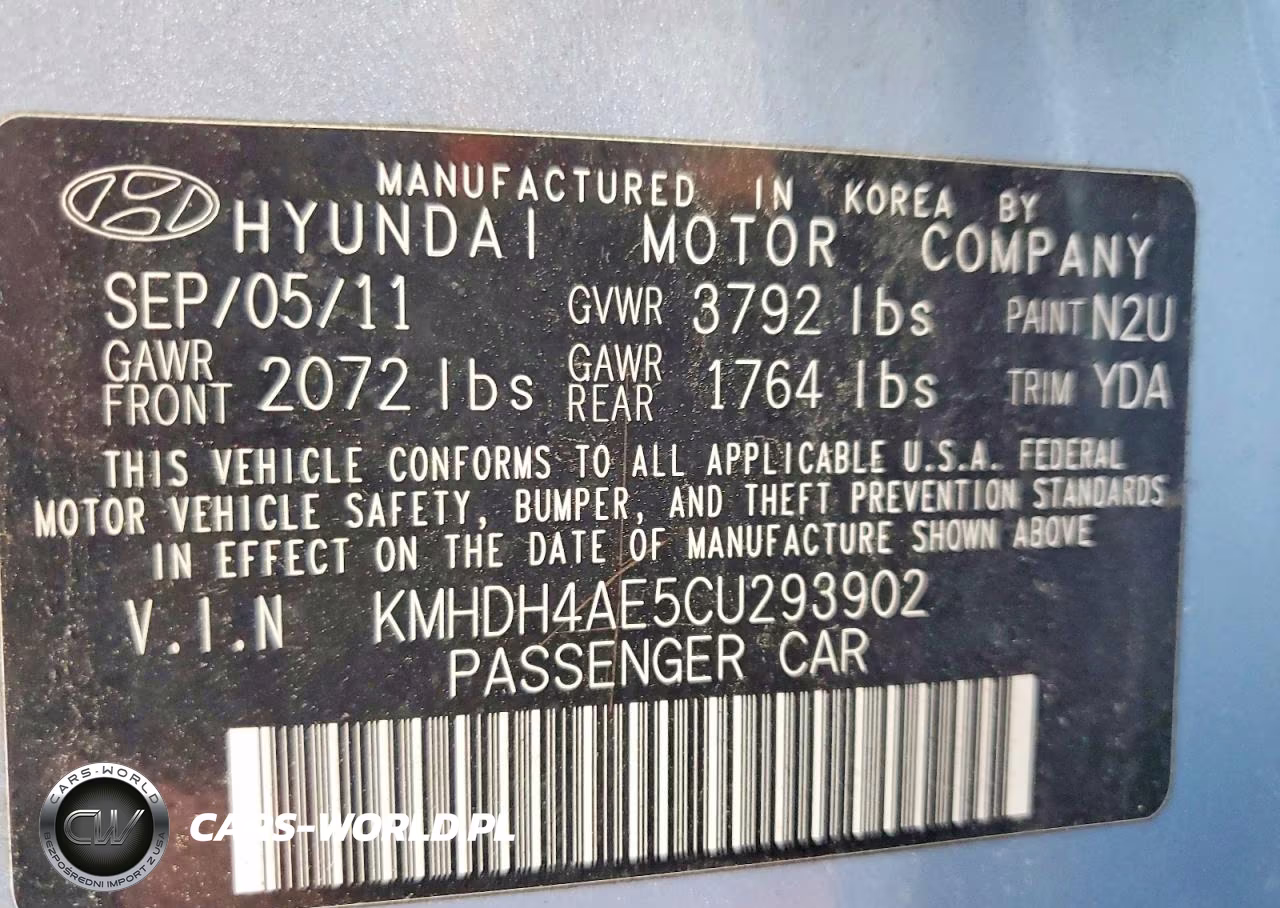 2012 Hyundai Elantra Gls VIN:KMHDH4AE5CU293902 - 12