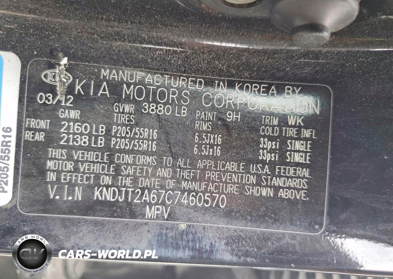 2012 Kia Soul + VIN:KNDJT2A67C7460570 - 13