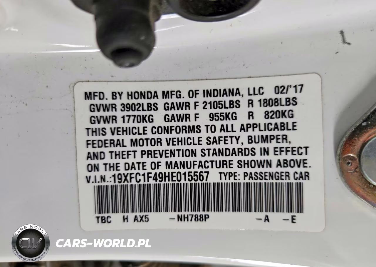 2017 Honda Civic Ex VIN:19XFC1F49HE015567 - 12