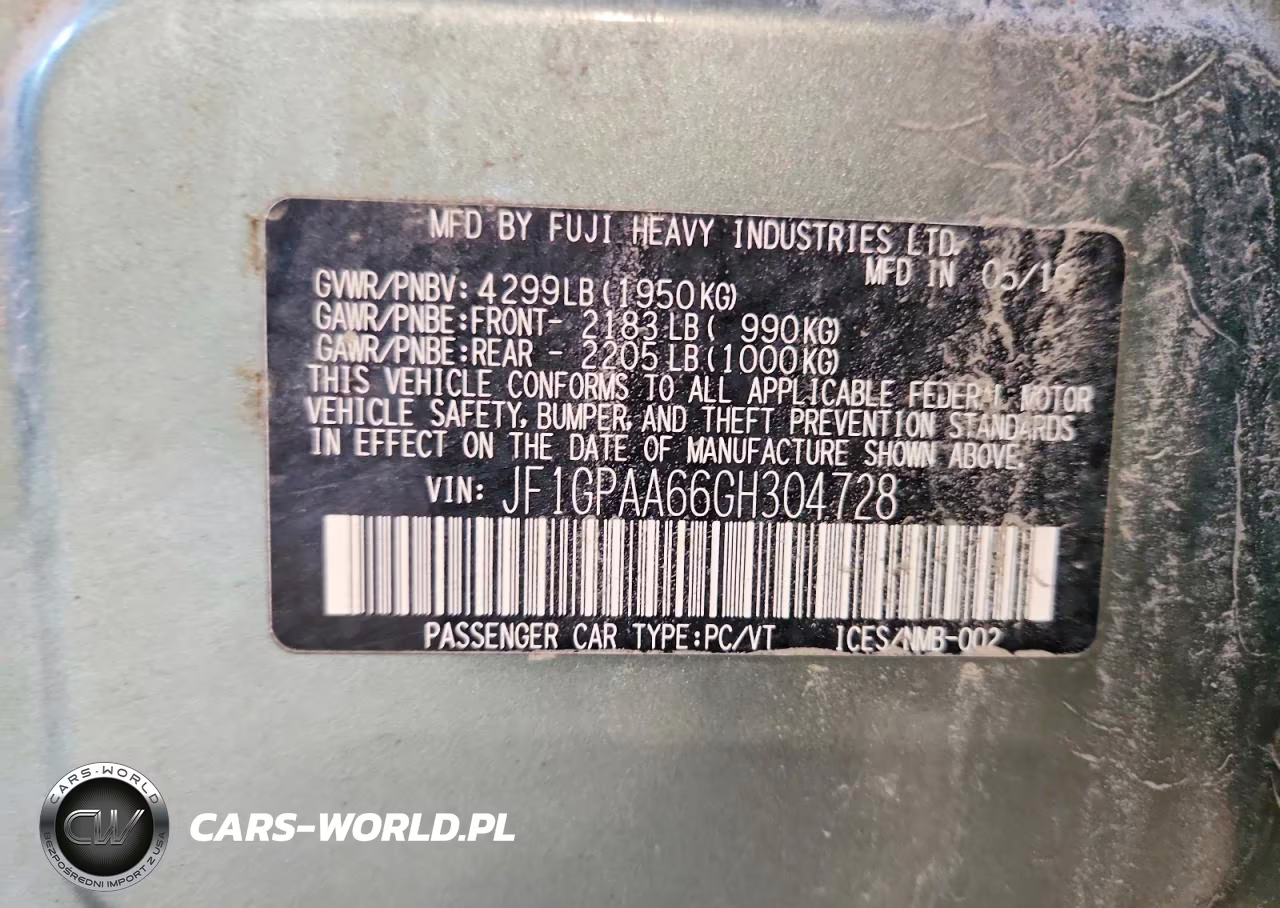 2016 Subaru Impreza VIN:JF1GPAA66GH304728 - 14
