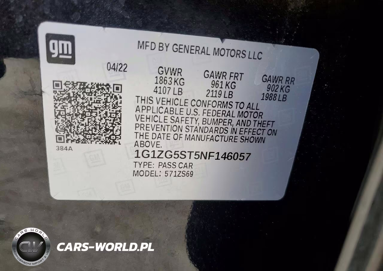 2022 Chevrolet Malibu Rs VIN:1G1ZG5ST5NF146057 - 12