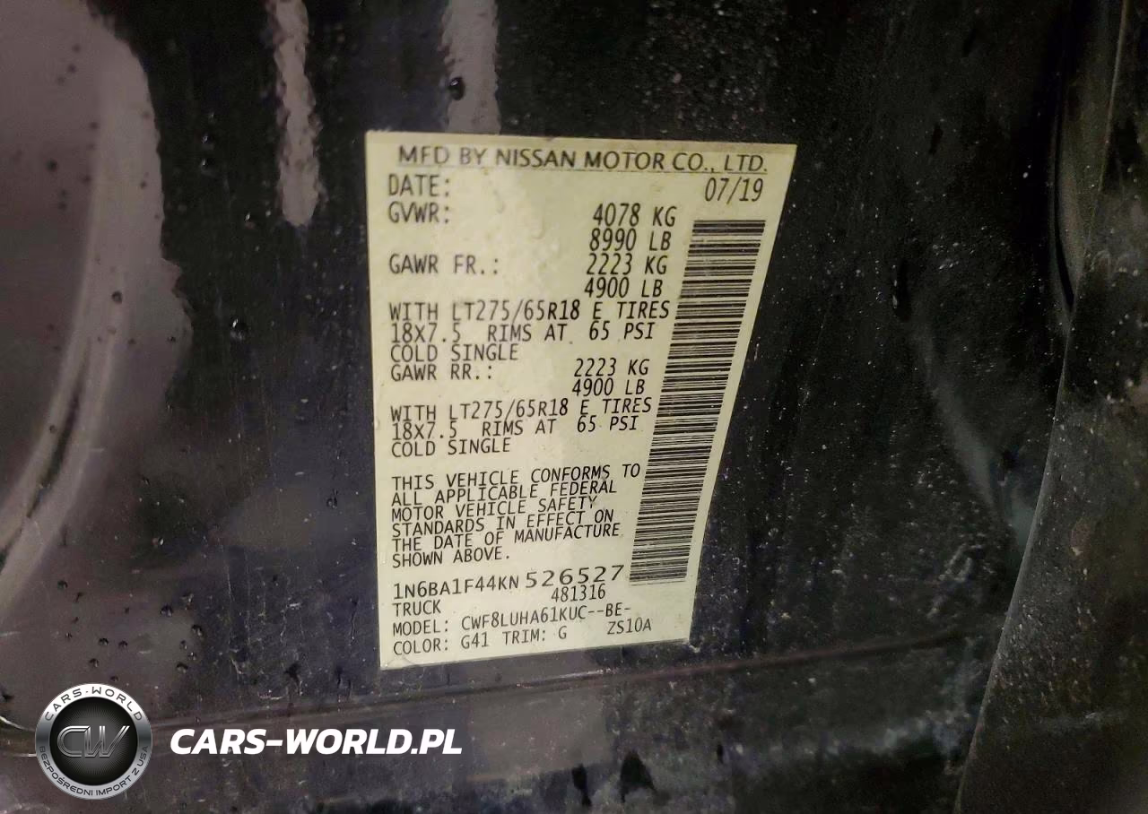 2019 Nissan Titan Xd Pro-4X VIN:1N6BA1F44KN526527 - 12