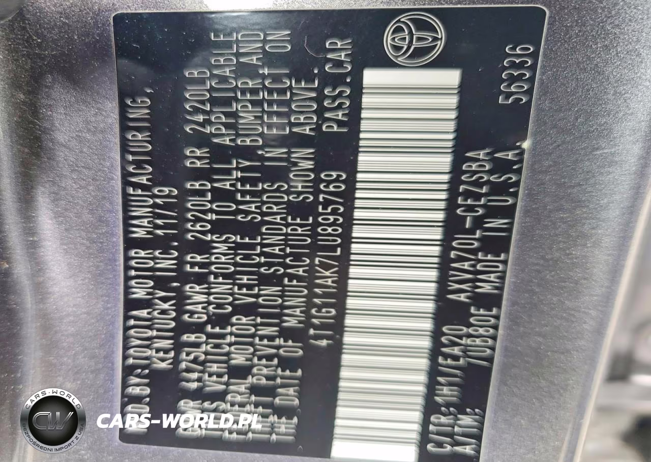 2020 Toyota Camry Se VIN:4T1G11AK7LU895769 - 12