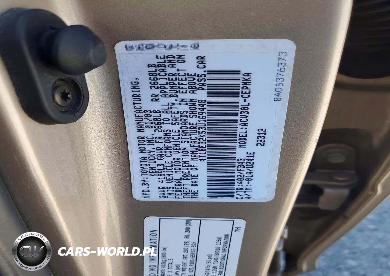 2003 Toyota Camry Le VIN:4T1BE32K53U169448 - 13