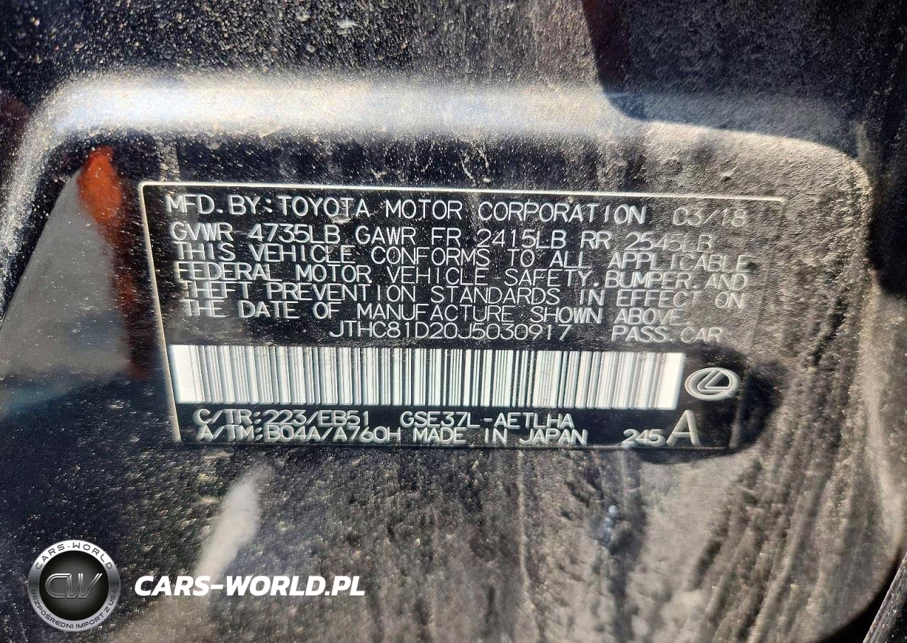 2018 Lexus Is 300 VIN:JTHC81D20J5030917 - 12
