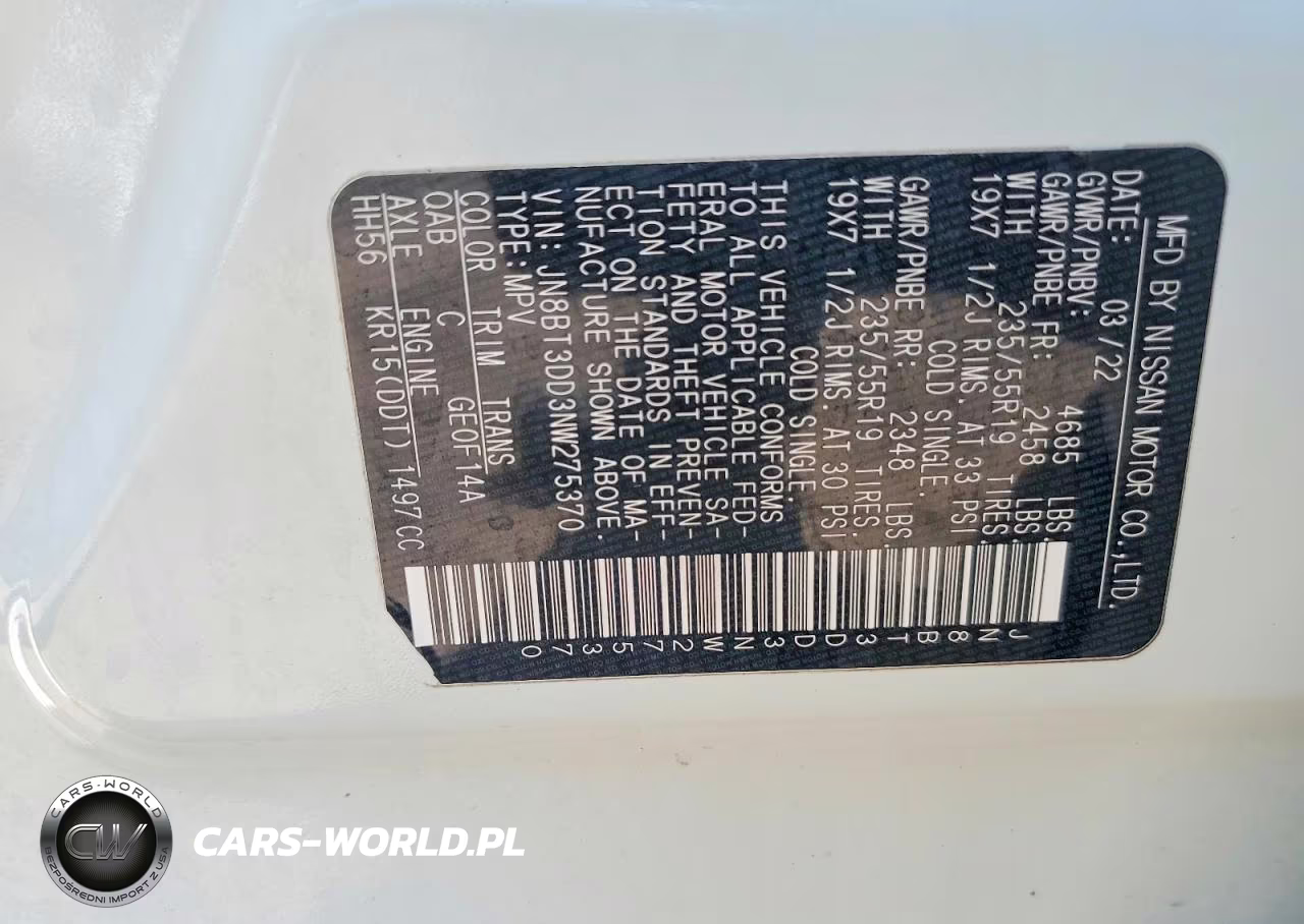 2022 Nissan Rogue Platinum VIN:JN8BT3DD3NW275370 - 14