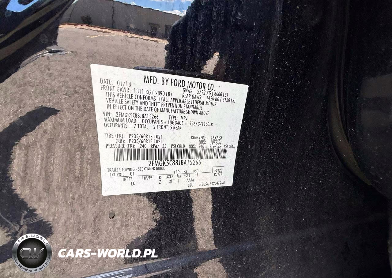 2018 Ford Flex Sel VIN:2FMGK5C88JBA15266 - 10