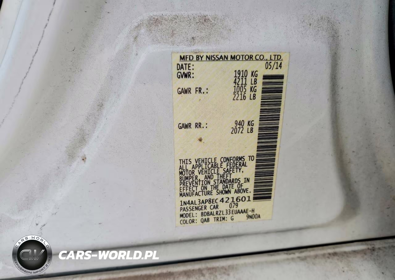 2014 Nissan Altima 2.5 VIN:1N4AL3AP8EC421601 - 12