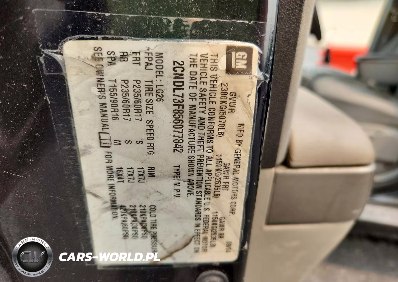 2005 Chevrolet Equinox Lt VIN:2CNDL73F856077842 - 13
