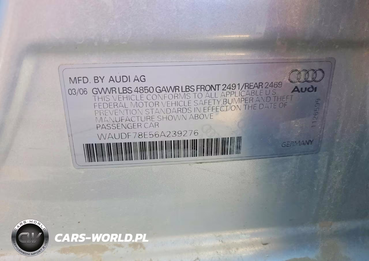 2006 Audi A4 2.0T Quattro VIN:WAUDF78E56A239276 - 12