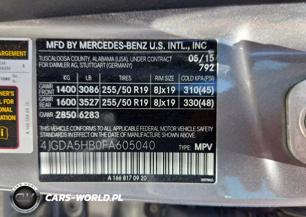 2015 Mercedes-Benz Ml 350 4Matic VIN:4JGDA5HB0FA605040 - 13
