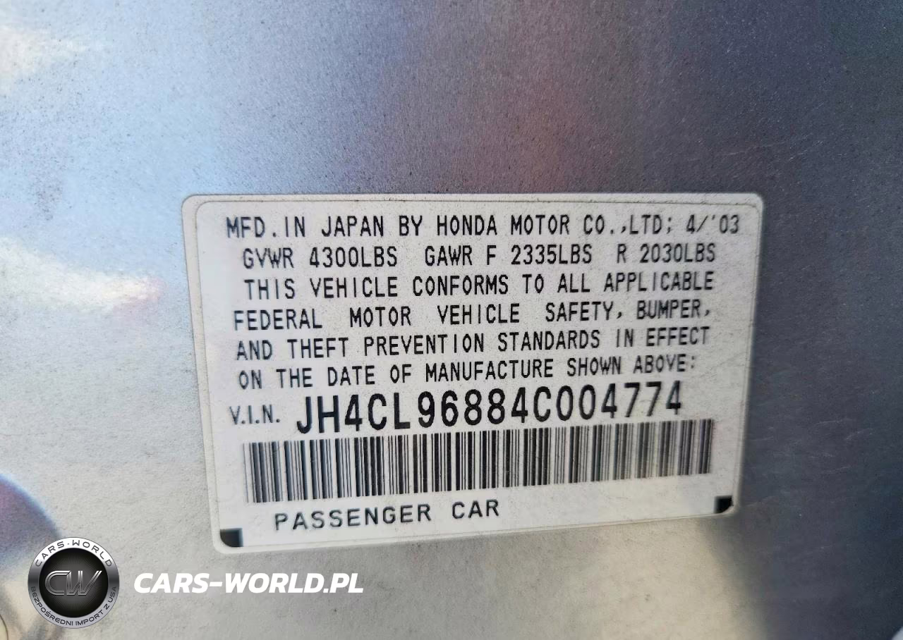 2004 Acura Tsx VIN:JH4CL96884C004774 - 12