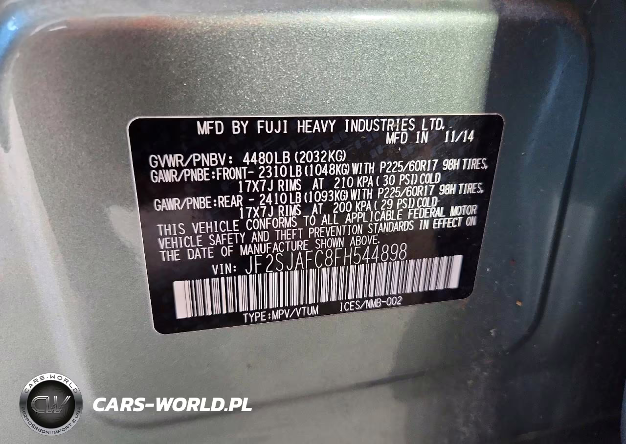 2015 Subaru Forester 2.5I Premium VIN:JF2SJAFC8FH544898 - 13