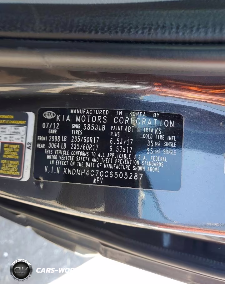 2012 Kia Sedona Ex VIN:KNDMH4C70C6505287 - 13