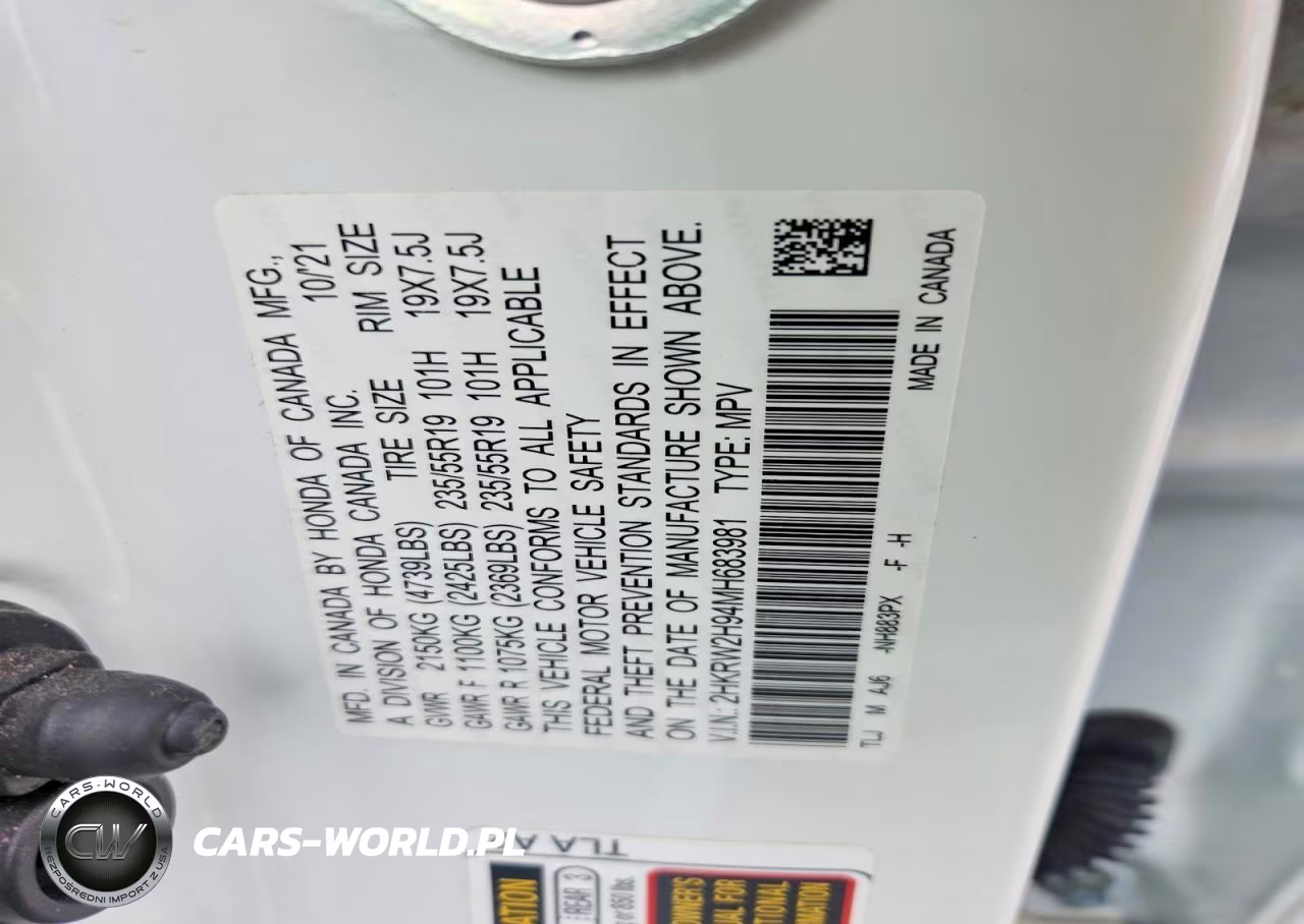 2021 Honda Cr-V Touring VIN:2HKRW2H94MH683981 - 13