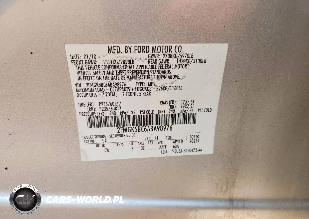 2010 Ford Flex Se VIN:2FMGK5BC6ABA98976 - 12