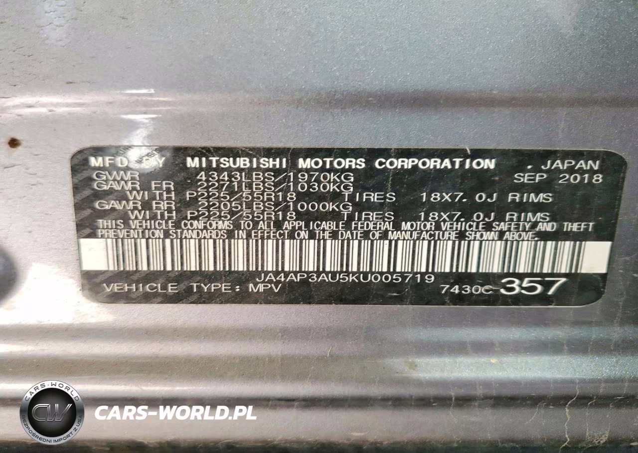 2019 Mitsubishi Outlander Sport Es VIN:JA4AP3AU5KU005719 - 13